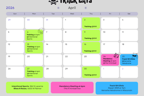 Track Cats Calendar April 2026